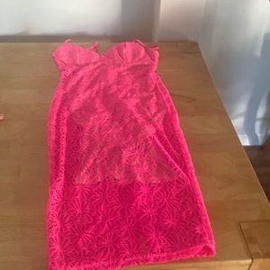 Hot pink lace dress